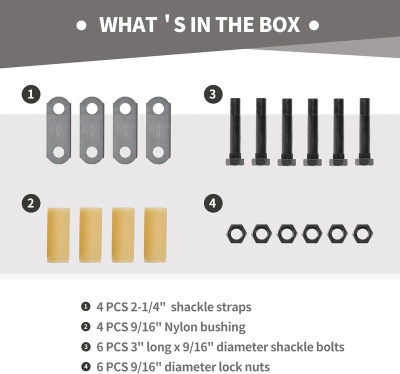 Lonffery Trailer Alex Shackle Kit, 225L Shackle Link Fit for 3,500lb-7,200lb Double Eye Spring - Image 5